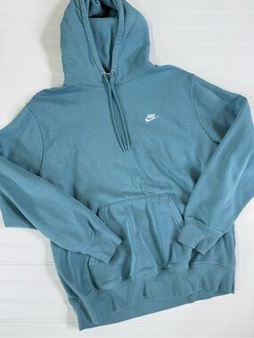 Nike Men's Teal Pullover Hoodie with White Swoosh
